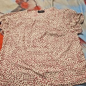 Lane Bryant Red and White Spotted Blouse